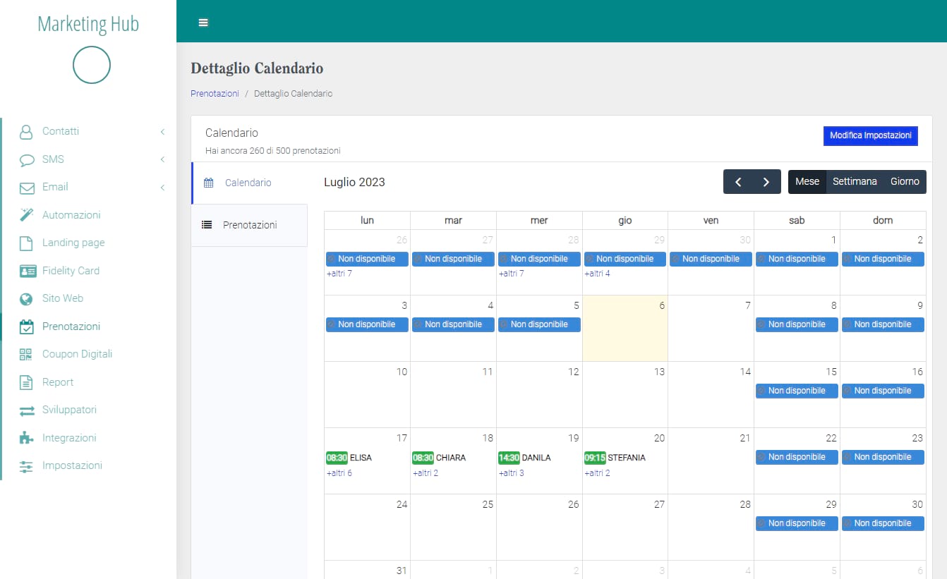 Calendario Marketing Hub - gestione appuntamenti